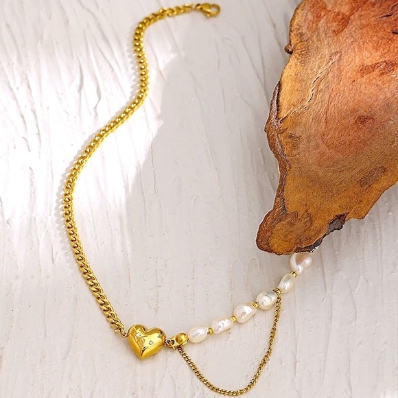 NEW 18K Gold Plate Freshwater Pearl Nevklace - Picture 1 of 4